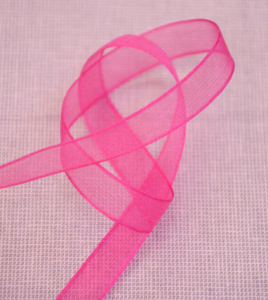 Unbranded Ribbon and Trims Organza Ribbon - 10mm - Hot Pink