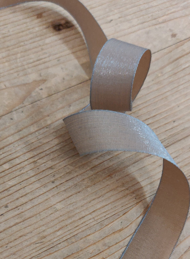 Unbranded Ribbon and Trims Taupe Sari Ribbon - 15mm