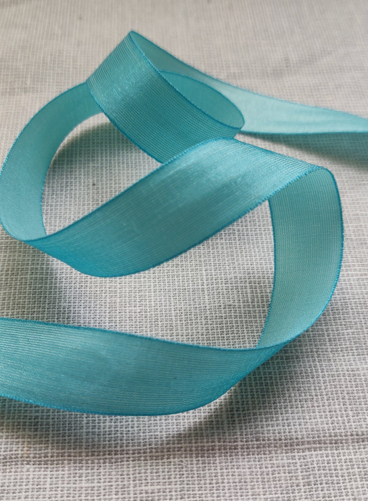 Unbranded Ribbon and Trims Turquoise Sari Ribbon - 15mm