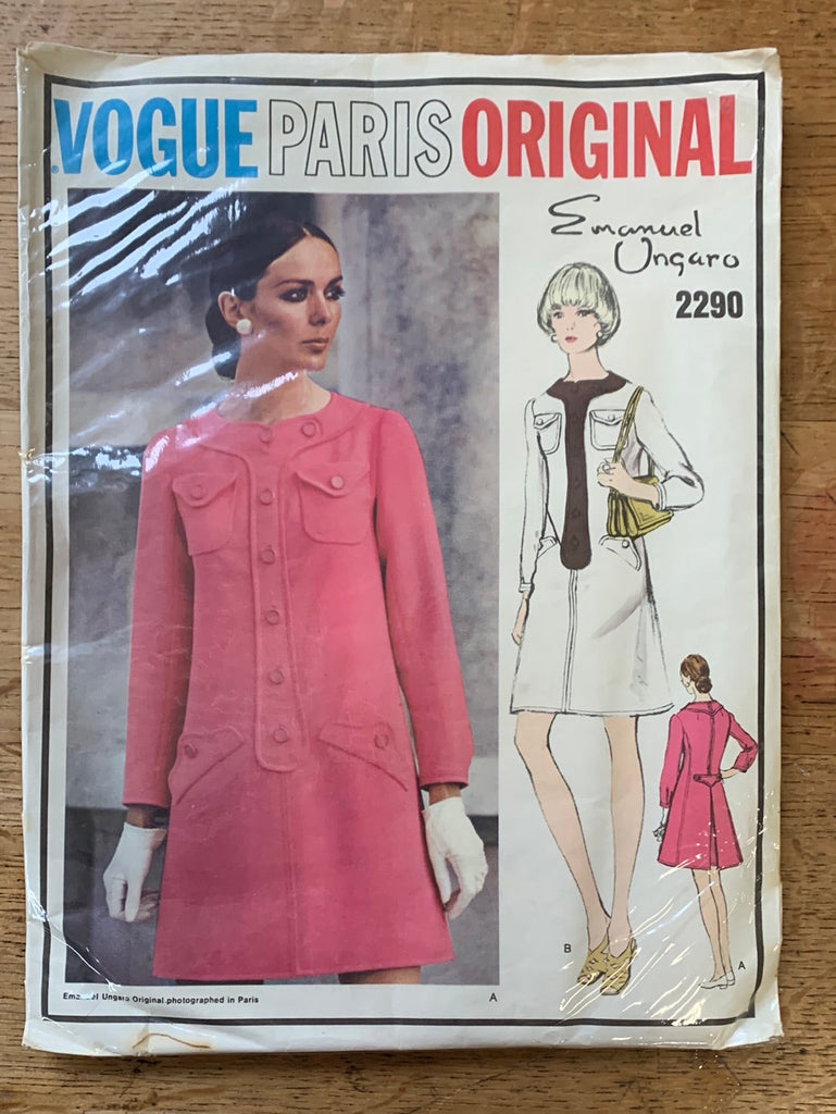 Vogue Paris Vintage Dress Patterns Vogue Paris 2290 - Emanuel Ungaro 1960s A-Line Dress  - Vintage Sewing Pattern (Size 10 Bust 32.5)