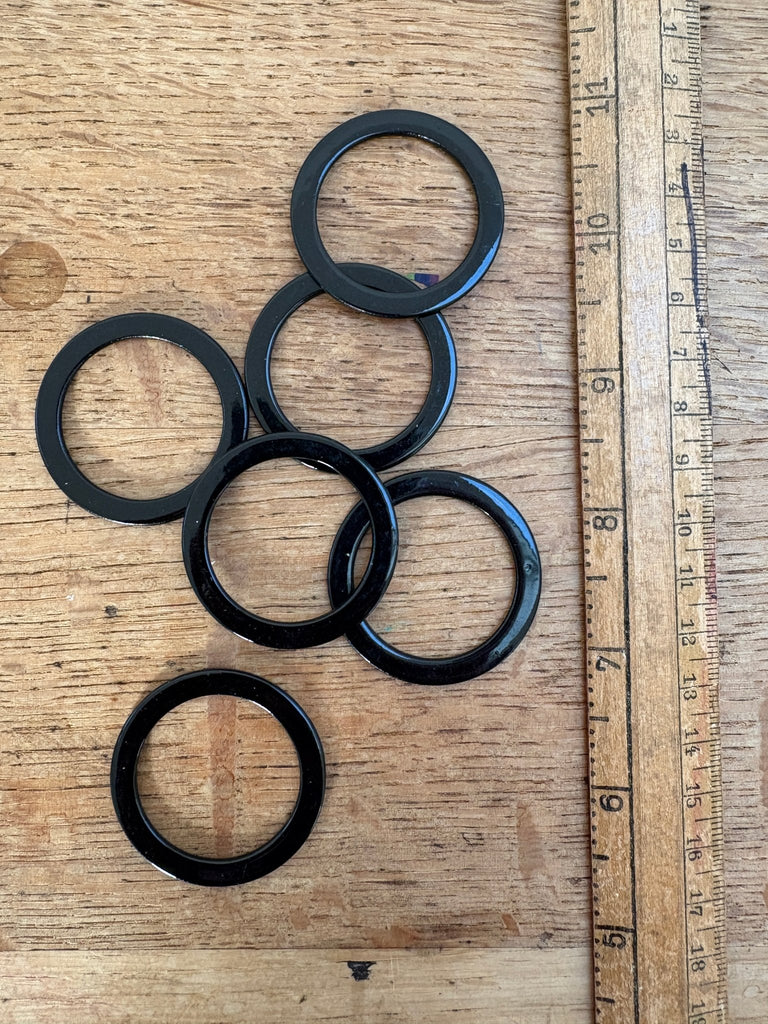 30mm Flat Metal Rings - Black Enamel - The Eternal Maker - UK Fabric Shop