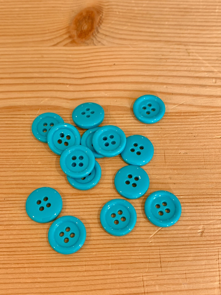 4 Hole Ring Edge Dark Teal Buttons - 15mm - The Eternal Maker - UK Fabric Shop