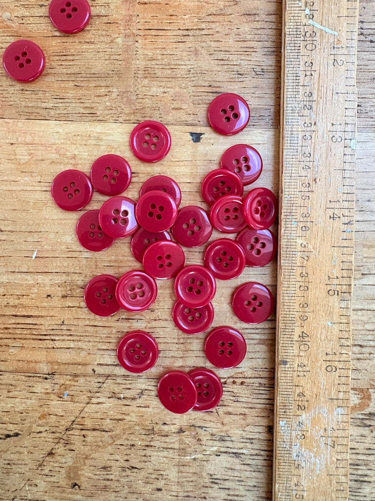 4 Hole Ring Edge Deep Red Buttons - 15mm - The Eternal Maker - UK Fabric Shop