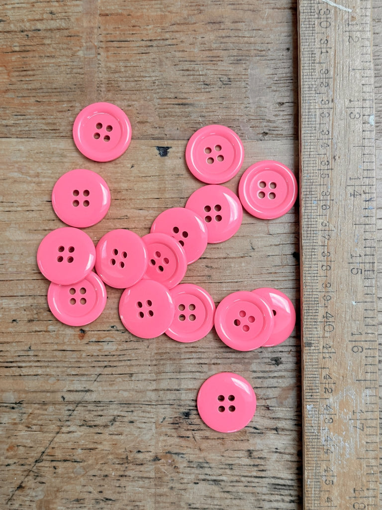 4 Hole Ring Edge Hot Pink Buttons - 20mm - The Eternal Maker - UK Fabric Shop