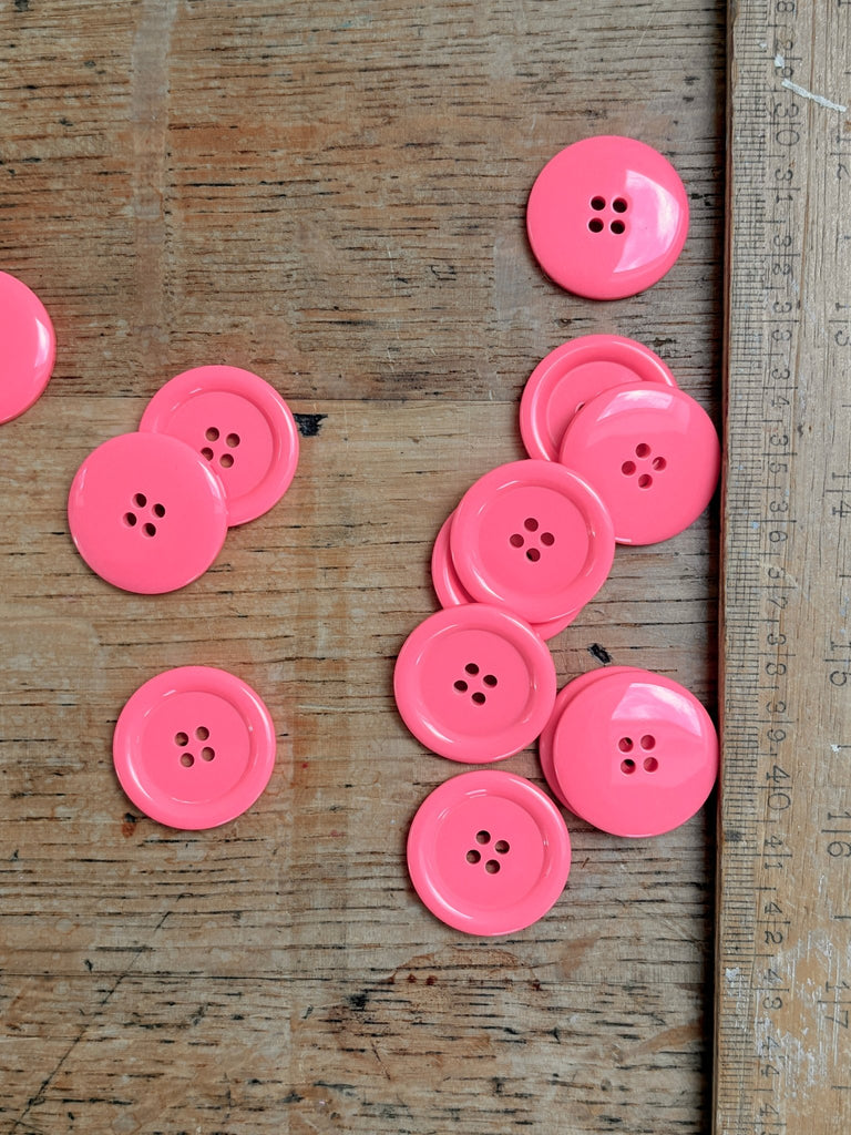 4 Hole Ring Edge Hot Pink Buttons - 25mm - The Eternal Maker - UK Fabric Shop