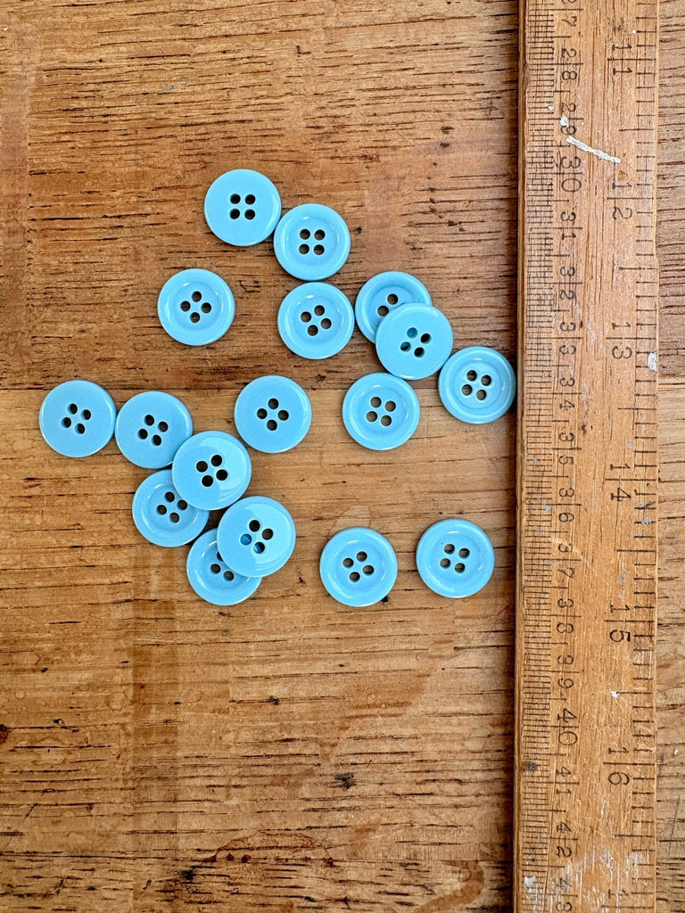 4 Hole Ring Edge Mid Blue Buttons - 15mm - The Eternal Maker - UK Fabric Shop