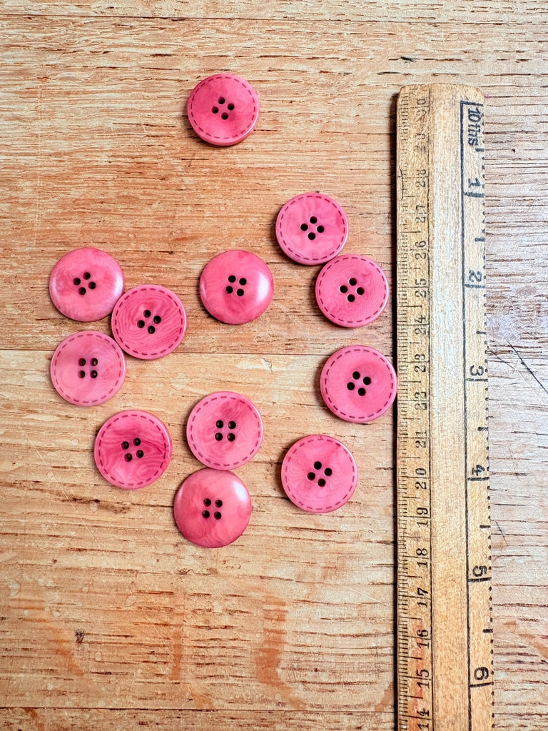 4 Hole Stitched Edge Corozo Nut Button - 20mm - Dusty Rose - The Eternal Maker - UK Fabric Shop