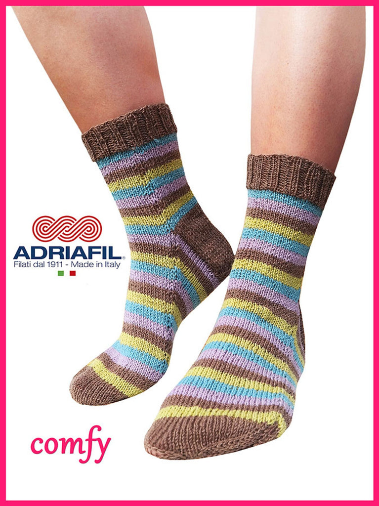 4ply Sock Knitting Pattern - “Comfy” Socks for Calzasocks Yarn by Adriafil - The Eternal Maker - UK Fabric Shop