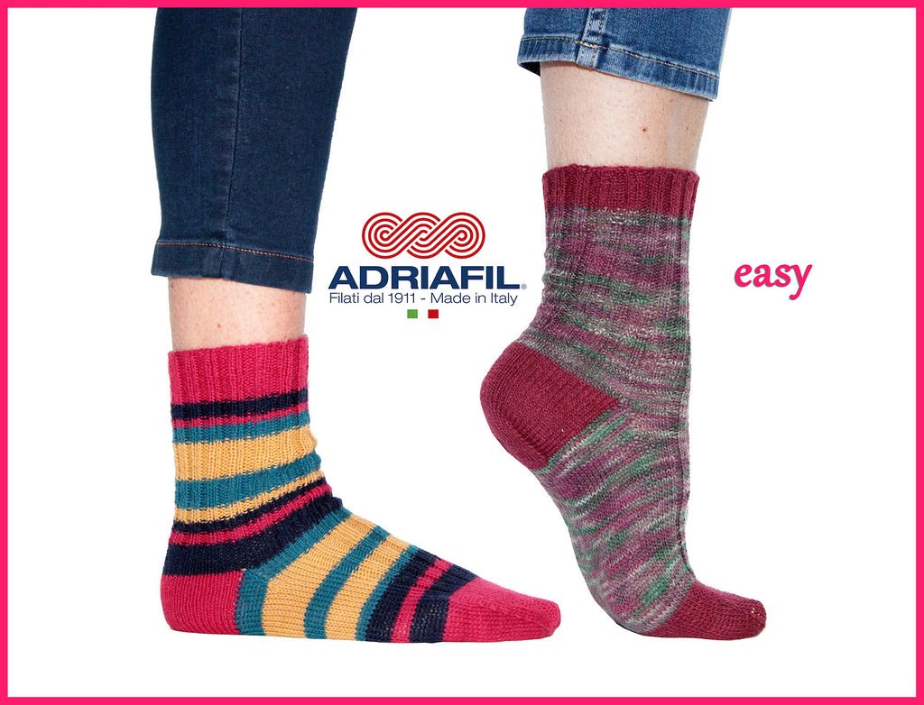 4ply Sock Knitting Pattern - “Easy” Ribbed Socks for Calzasocks Yarn by Adriafil - The Eternal Maker - UK Fabric Shop