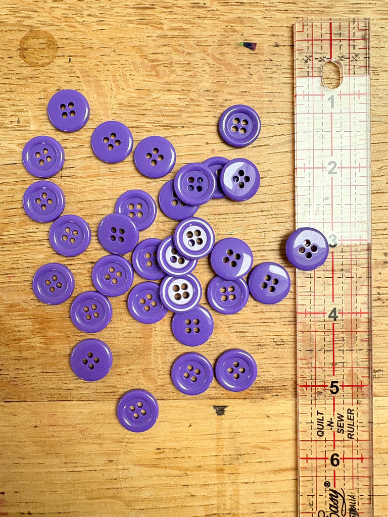 4 Hole Ring Edge Purple Buttons - 15mm