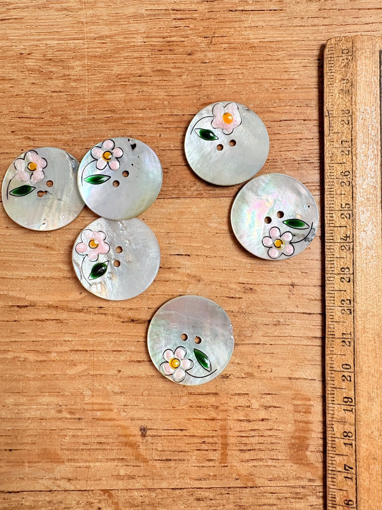 Agoya Shell Button Lacquer Flower - 28mm - The Eternal Maker - UK Fabric Shop