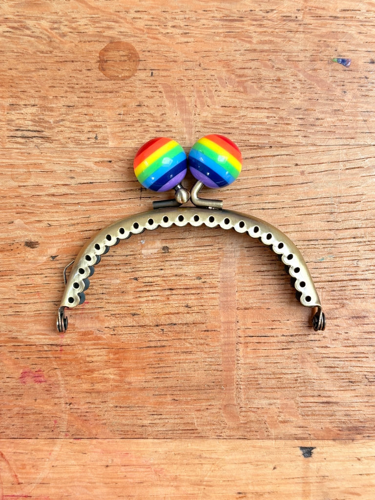 Bobble Top Purse Clasp - 8.5cm x 4cm - Sew in Antique Brass - Rainbow - The Eternal Maker - UK Fabric Shop