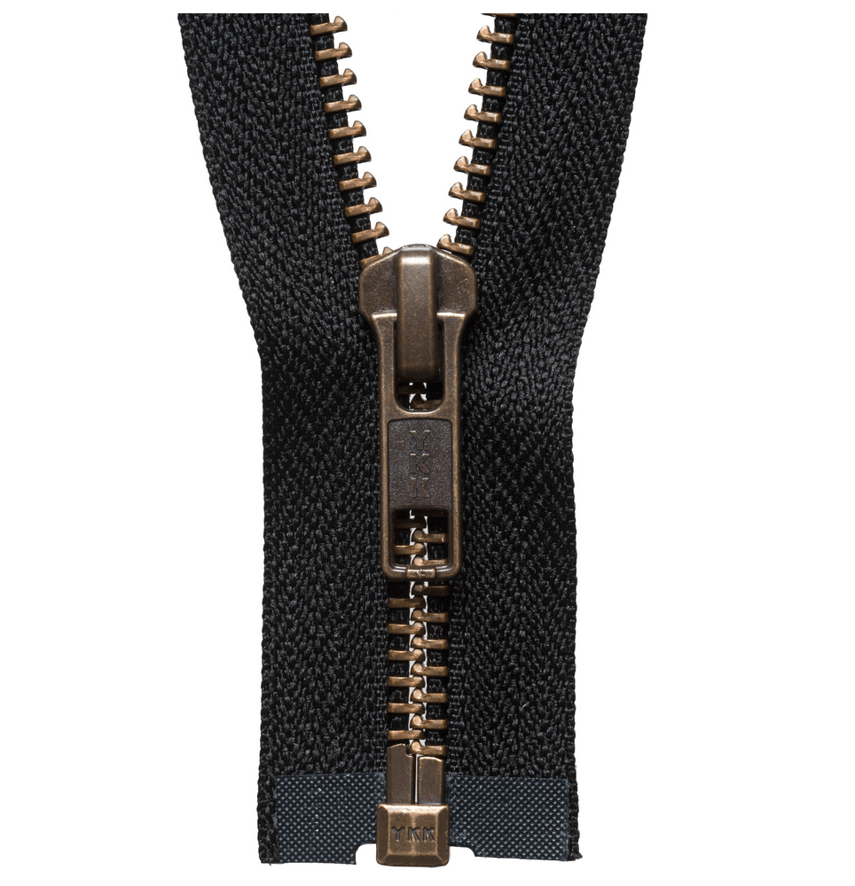 Brass Teeth Zip - Open Ended - 66cm/ 26" - Black - The Eternal Maker - UK Fabric Shop