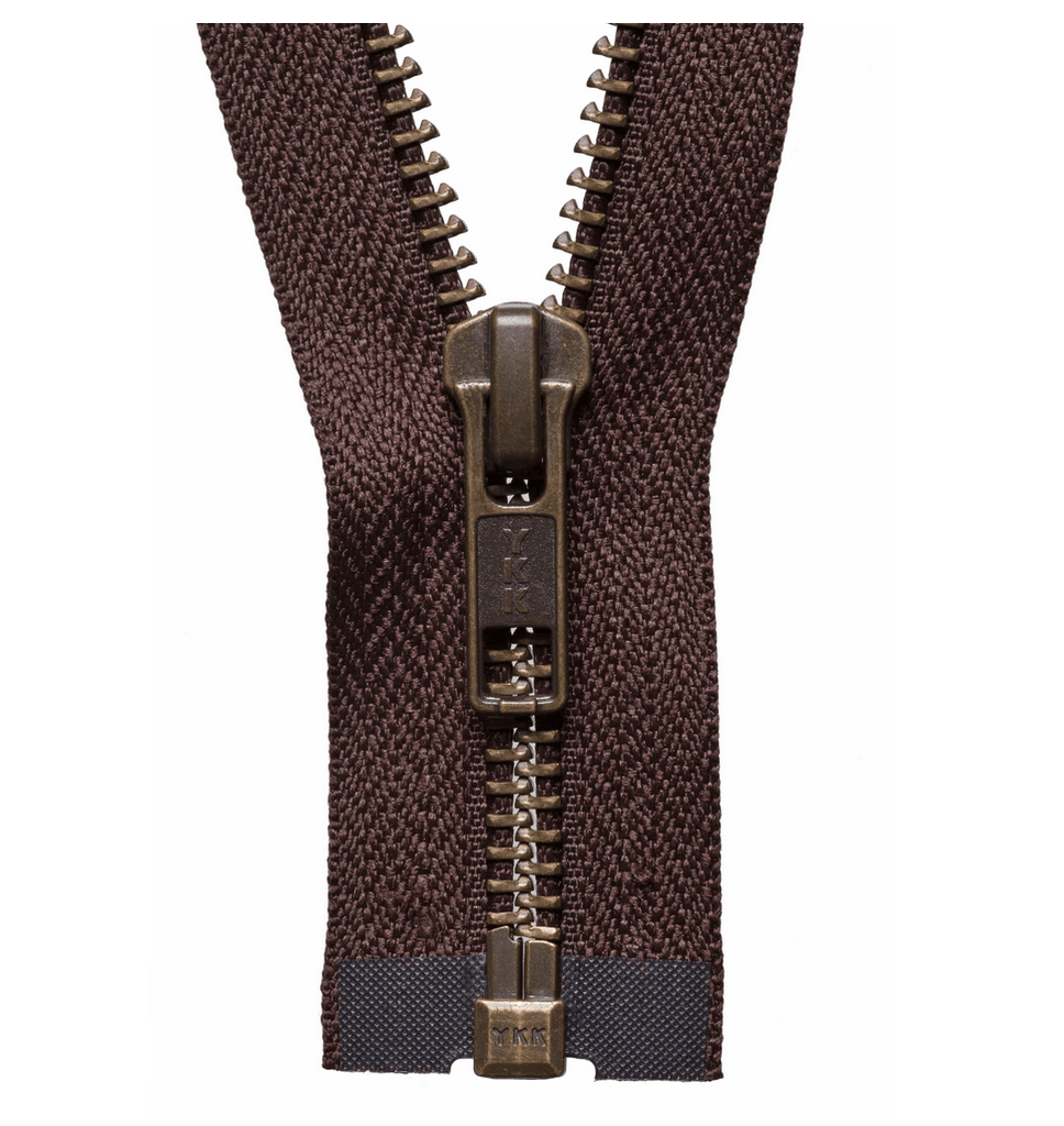 Brass Teeth Zip - Open Ended - 66cm/ 26" - Brown - The Eternal Maker - UK Fabric Shop