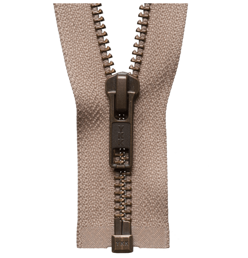 Brass Teeth Zip - Open Ended - 66cm/ 26" - Fawn - The Eternal Maker - UK Fabric Shop
