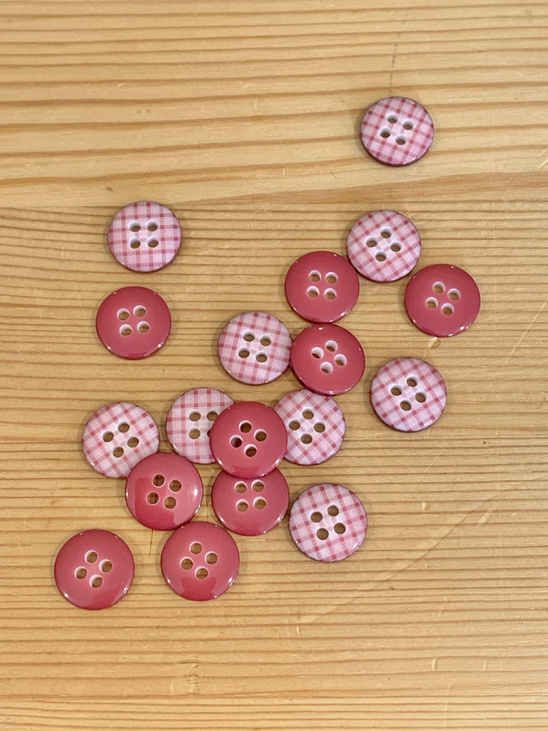 Burgundy Gingham Button - 13mm - The Eternal Maker - UK Fabric Shop