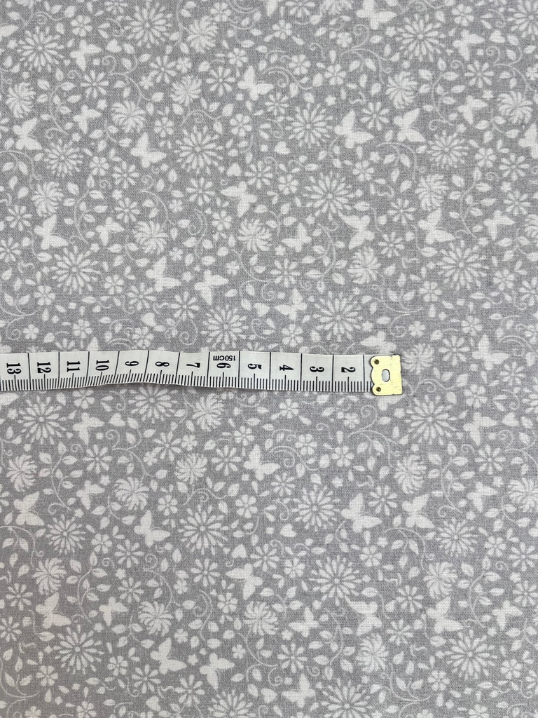 Butterfly Floral - Grey White - The Eternal Maker - UK Fabric Shop