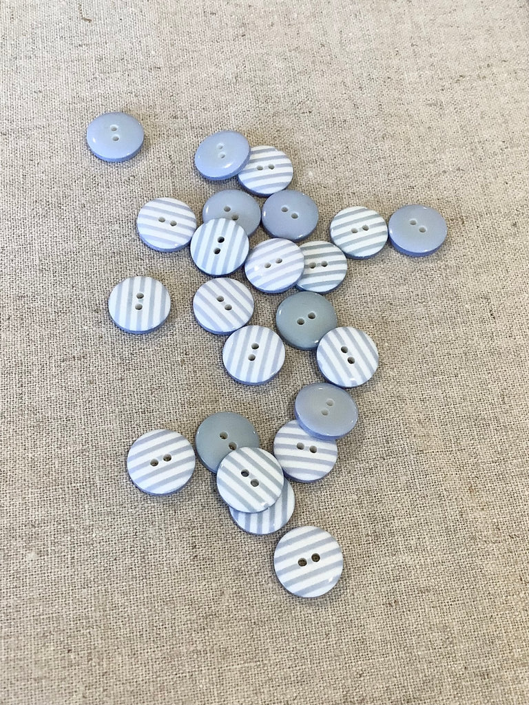 Chalk Blue Stripy Button - 13mm - The Eternal Maker - UK Fabric Shop
