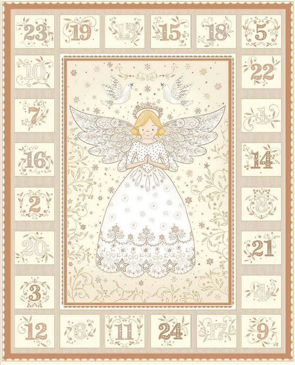 Christmas Angel Ivory Advent Calendar Panel - The Eternal Maker - UK Fabric Shop