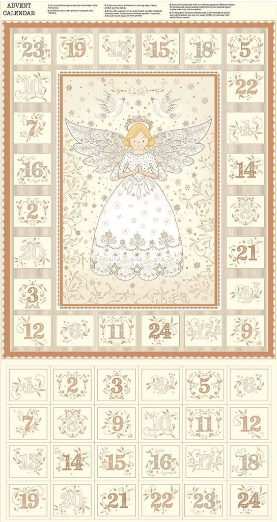 Christmas Angel Ivory Advent Calendar Panel - The Eternal Maker - UK Fabric Shop