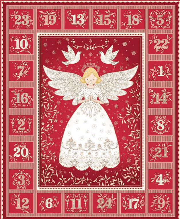 Christmas Angel Red Advent Calendar Panel - The Eternal Maker - UK Fabric Shop