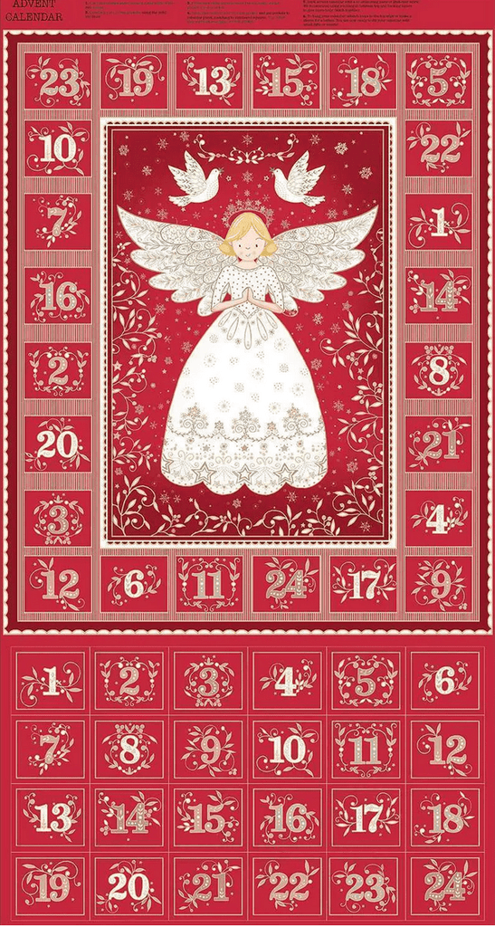 Christmas Angel Red Advent Calendar Panel - The Eternal Maker - UK Fabric Shop