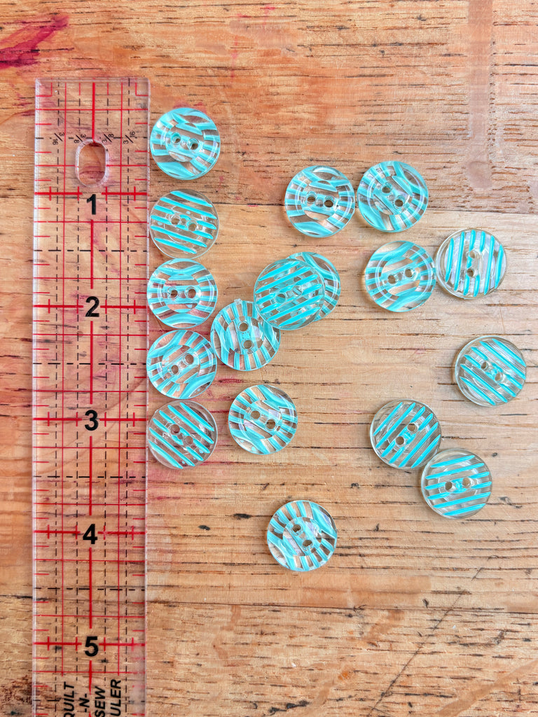 clear jelly stripe button in mint
