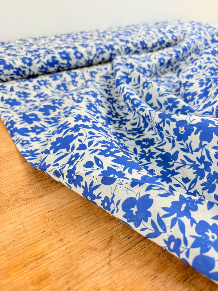 Cobalt Meadow Broderie - The Eternal Maker - UK Fabric Shop