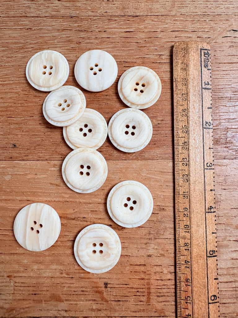 Cushion Stitched Button - 28mm - Natural Cream - The Eternal Maker - UK Fabric Shop