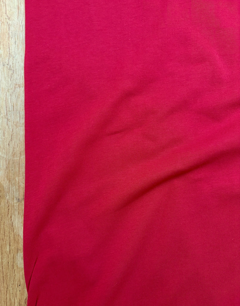 Deep red Bamboo Sweatshirt Jersey Fleece - The Eternal Maker - UK Fabric Shop