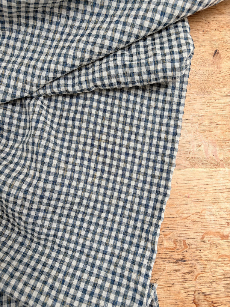 Denim Forest Plaid Gingham Seersucker Fabric - The Eternal Maker - UK Fabric Shop