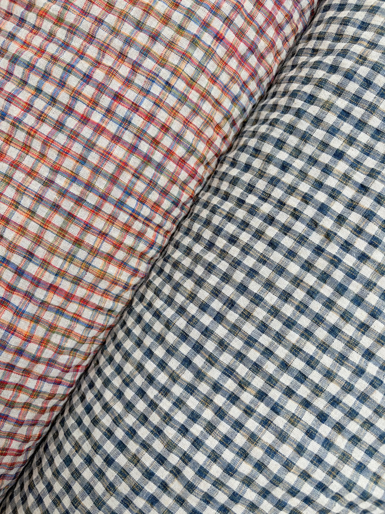 Denim Forest Plaid Gingham Seersucker Fabric - The Eternal Maker - UK Fabric Shop