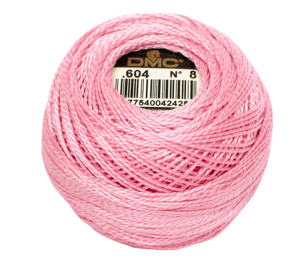 DMC Pearl Cotton Embroidery Thread - Size 8 - 604 Mid Pink - The Eternal Maker - UK Fabric Shop