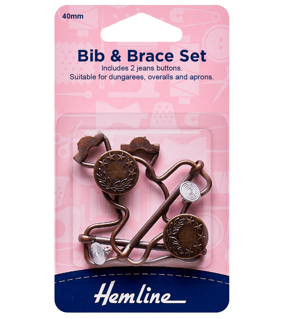 Dungaree/ Overall Buckles with Button - 40mm - Antique Bronze - The Eternal Maker - UK Fabric Shop