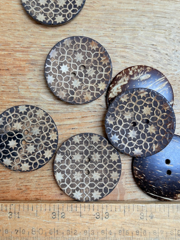 Eastern Tiles - Lasered Coconut Button - 40mm - The Eternal Maker - UK Fabric Shop