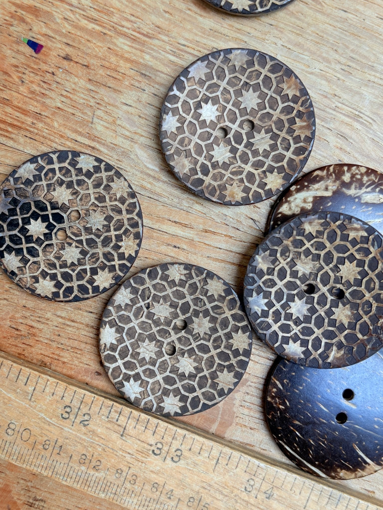 Eastern Tiles - Lasered Coconut Button - 40mm - The Eternal Maker - UK Fabric Shop