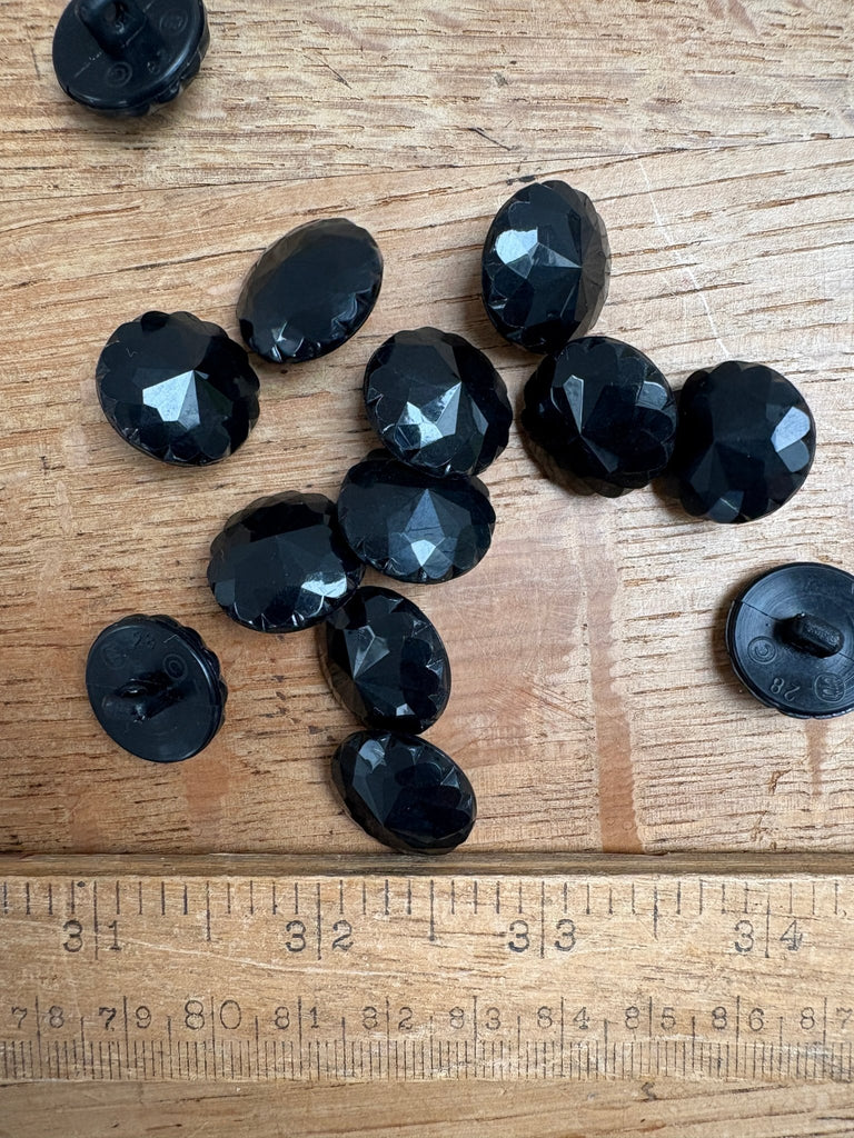Faceted Black Button - Jet Effect - 18mm - The Eternal Maker - UK Fabric Shop
