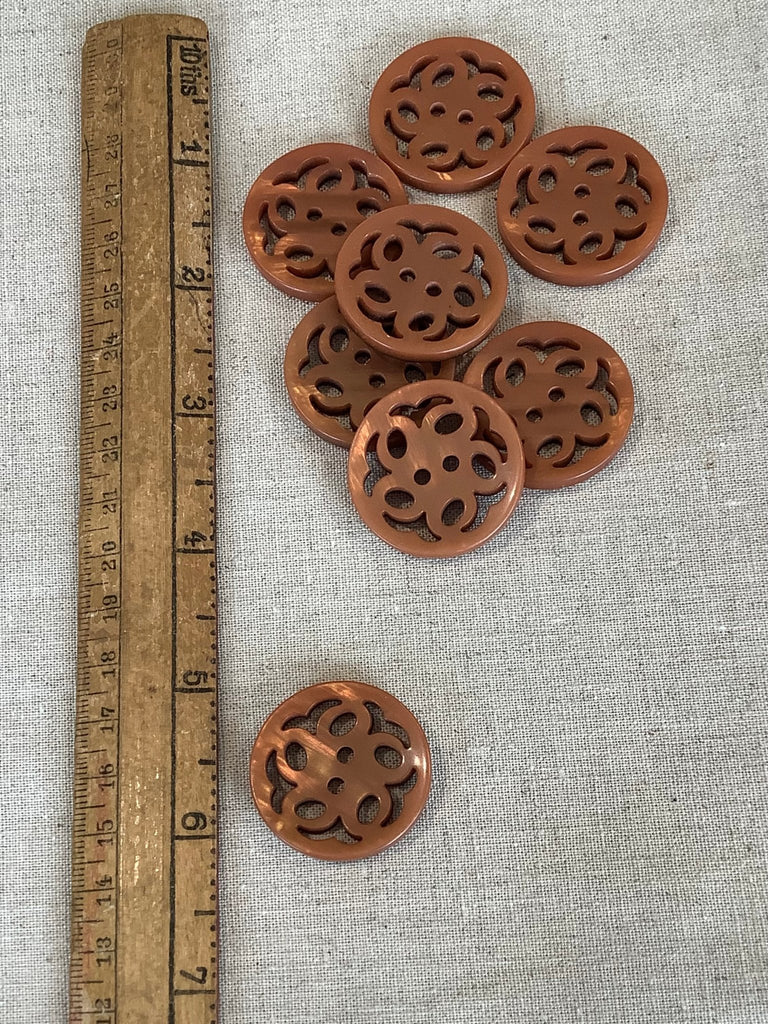 Filigree Flower Button - 30mm - Terracotta - The Eternal Maker - UK Fabric Shop