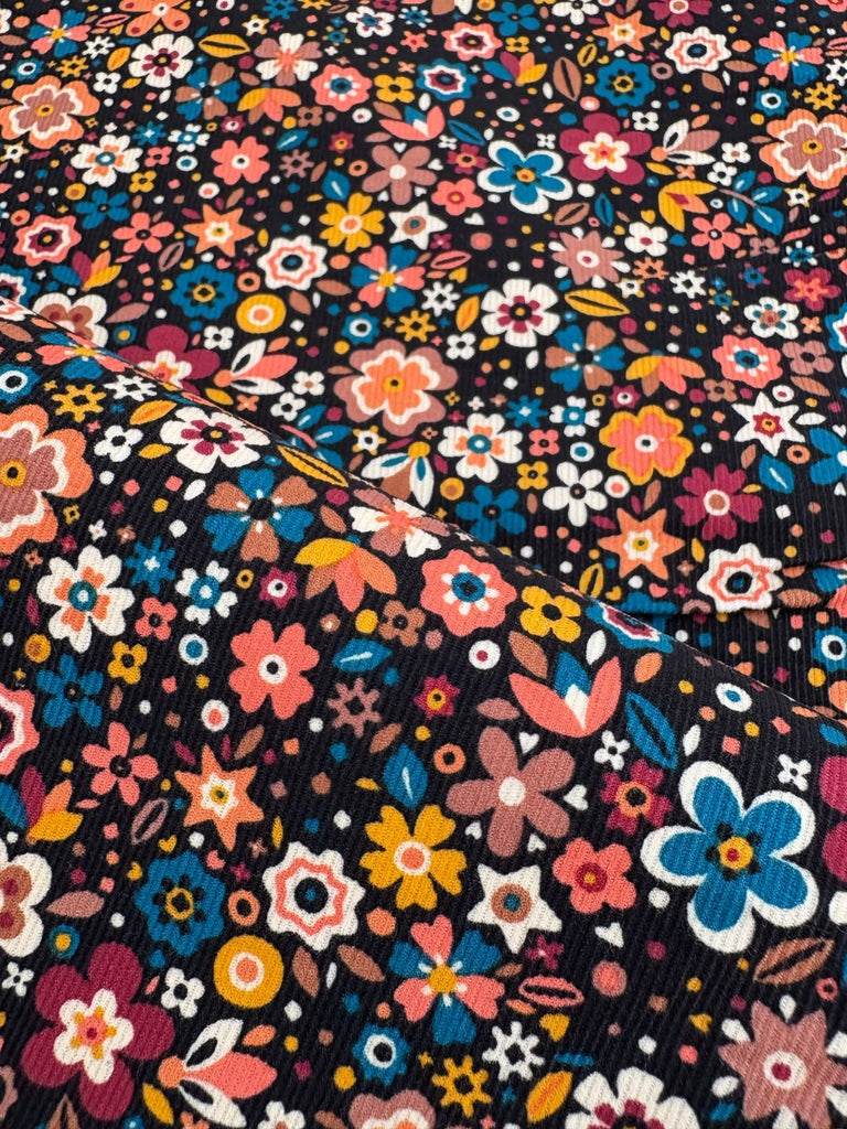 Florali on Cocoa Needlecord - Dashwood Studios - The Eternal Maker - UK Fabric Shop