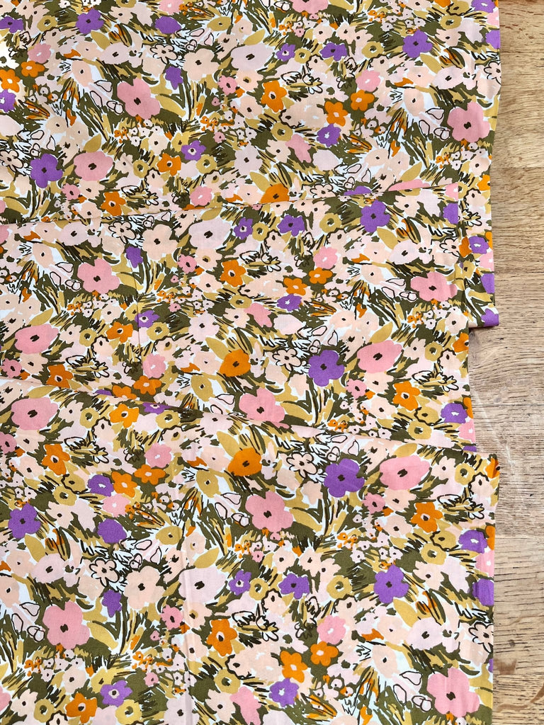 Flower Festival in Peach Lilac - Nerida Hansen - Fine Cotton Poplin - The Eternal Maker - UK Fabric Shop