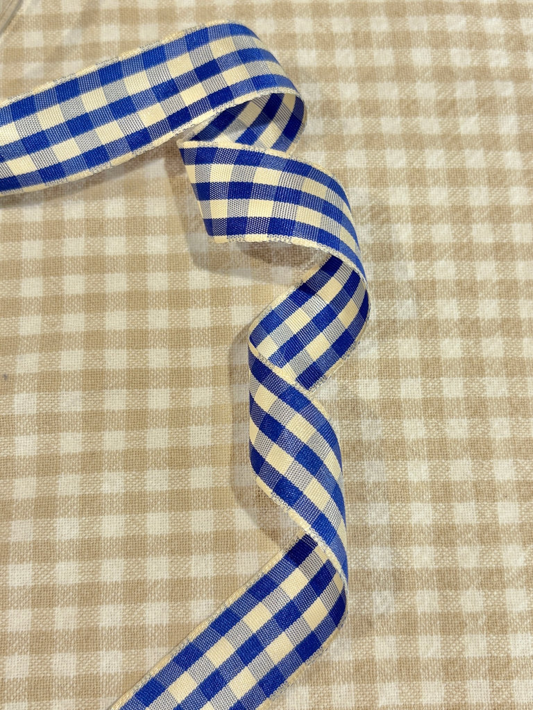 Gingham Ribbon - 22mm - Antique Blue - The Eternal Maker - UK Fabric Shop