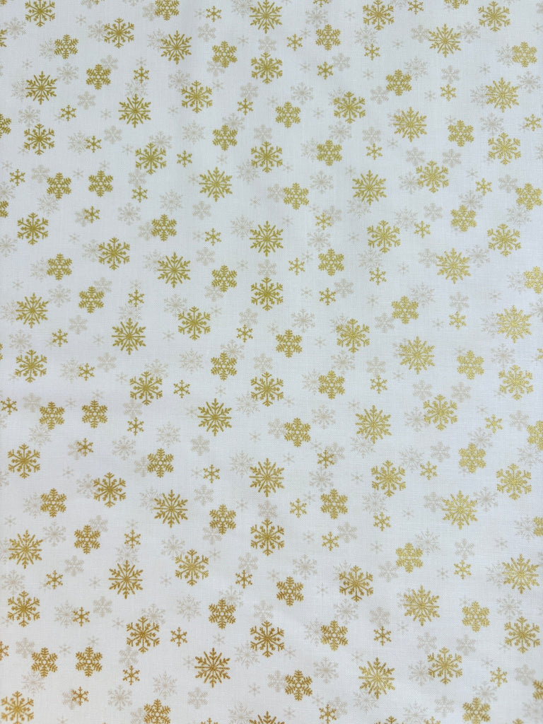 Gold Snowflakes on Cream - Christmas Fabric - The Eternal Maker - UK Fabric Shop