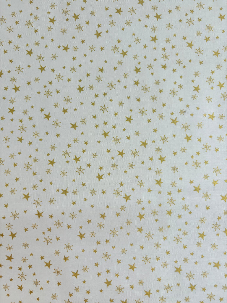 Gold Stars on Cream - Christmas Fabric - The Eternal Maker - UK Fabric Shop