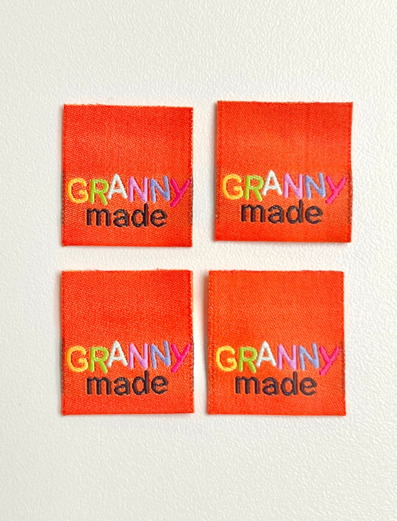 Granny Made - Orange - Sewing Woven Clothing Label Tags - 4 Pack - The Eternal Maker - UK Fabric Shop