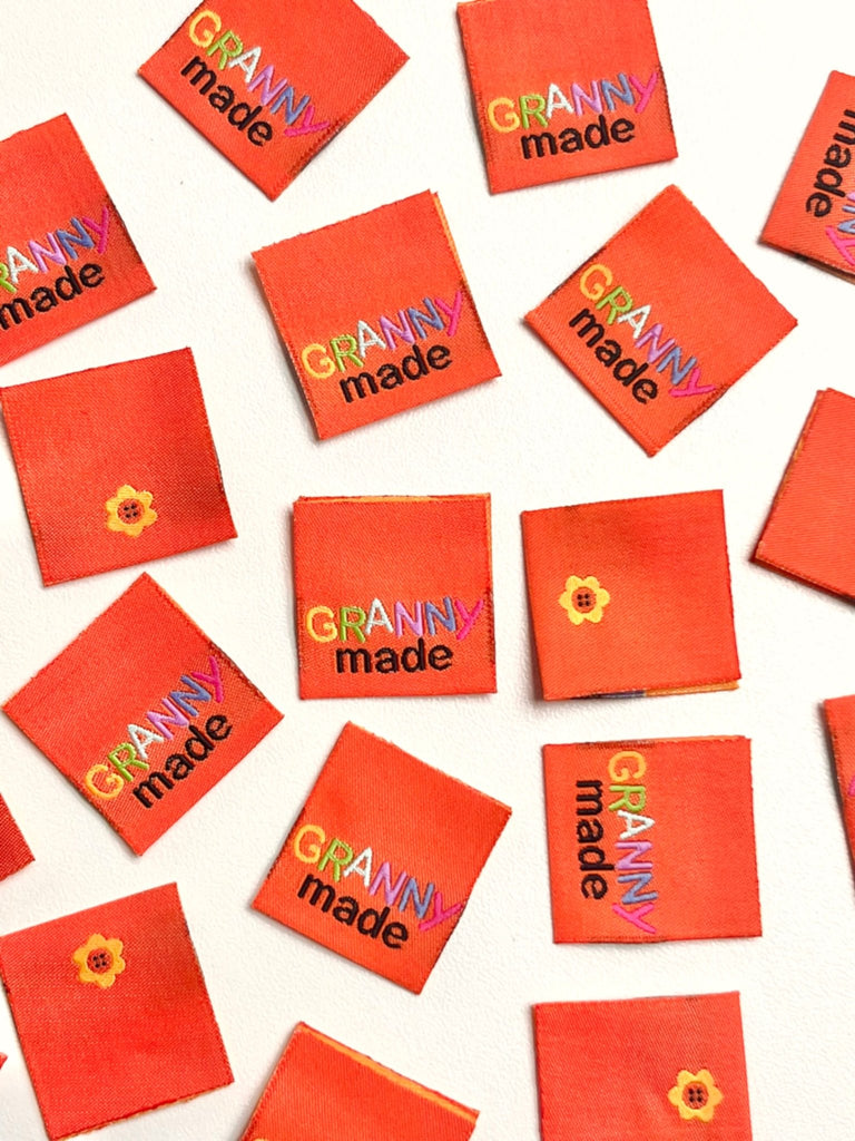 Granny Made - Orange - Sewing Woven Clothing Label Tags - 4 Pack - The Eternal Maker - UK Fabric Shop