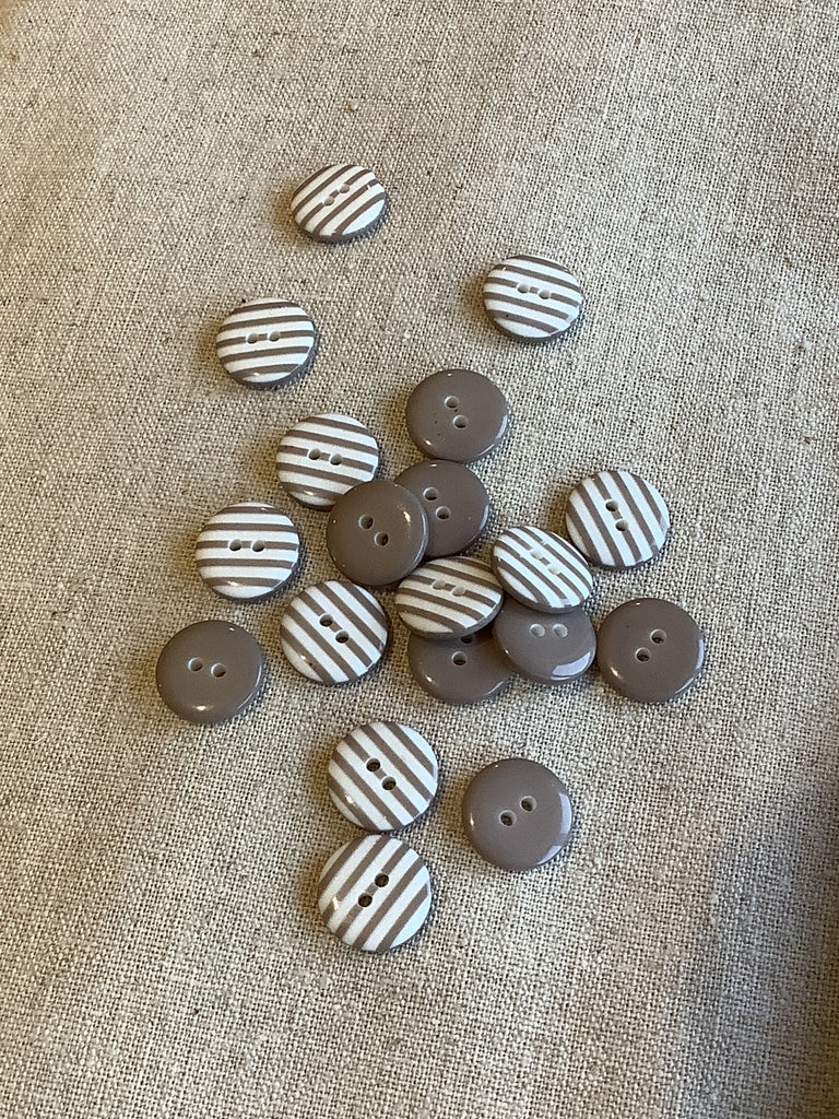 Grey Stripy Buttons - 13mm - The Eternal Maker - UK Fabric Shop