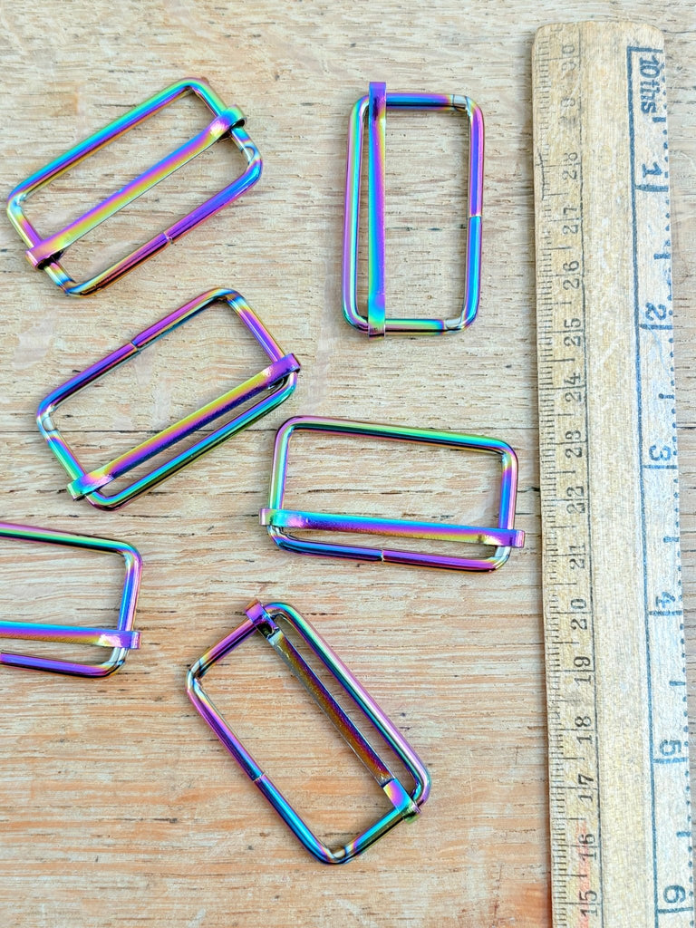Heavy Slider Buckle - Moving Bar - 38mm - Rainbow - The Eternal Maker - UK Fabric Shop