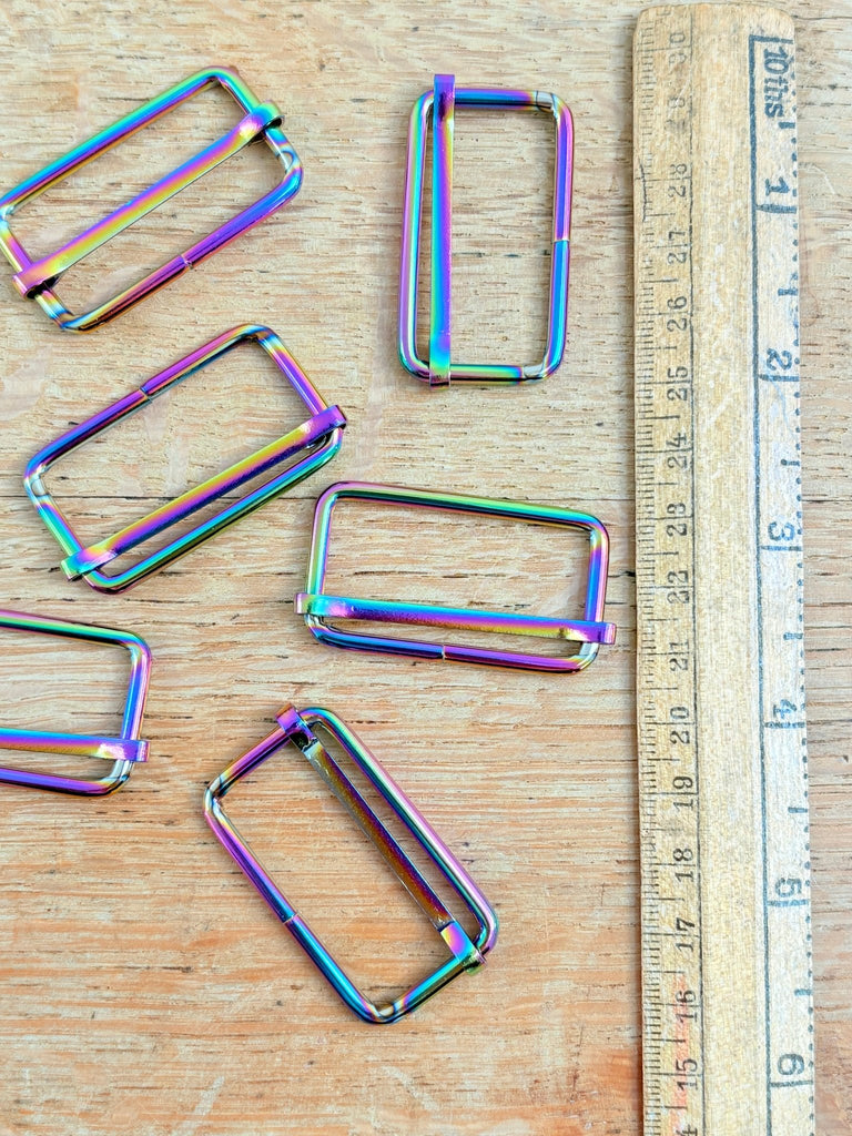 Heavy Slider Buckle - Moving Bar - 38mm - Rainbow - The Eternal Maker - UK Fabric Shop
