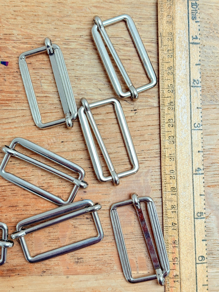Heavy Slider Buckle - Moving Bar - 40mm - Silver - The Eternal Maker - UK Fabric Shop