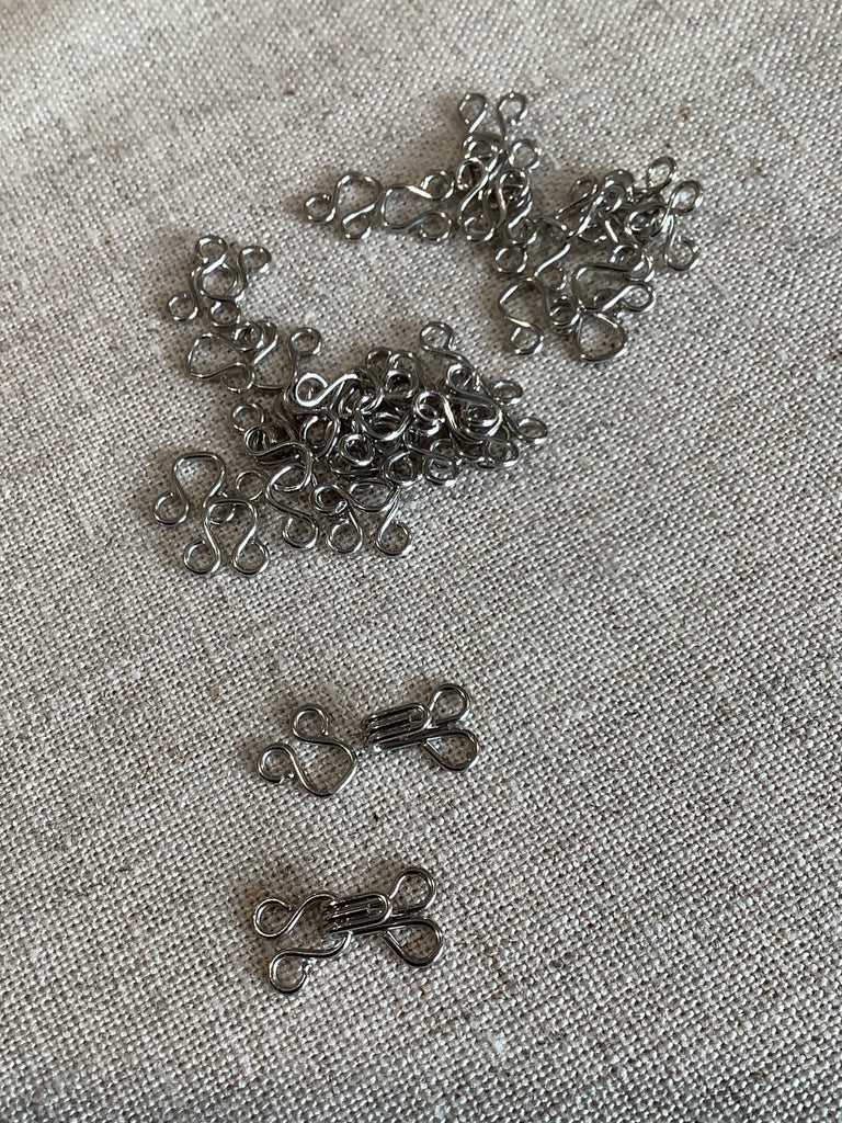 Hook and Eyes - Size 2 - 12mm - Silver - 14 sets - The Eternal Maker - UK Fabric Shop